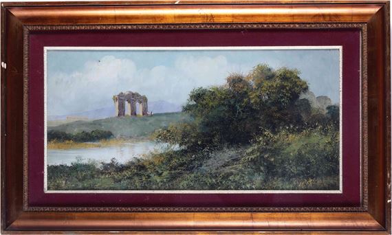 Veduta con acquedotto by Roman School, 20th Century