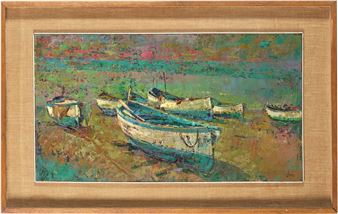 Spiaggia con imbarcazione - Ettore Frana