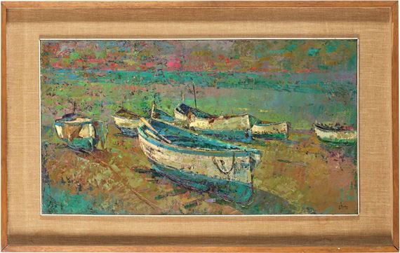 Spiaggia con imbarcazione - Ettore Frana