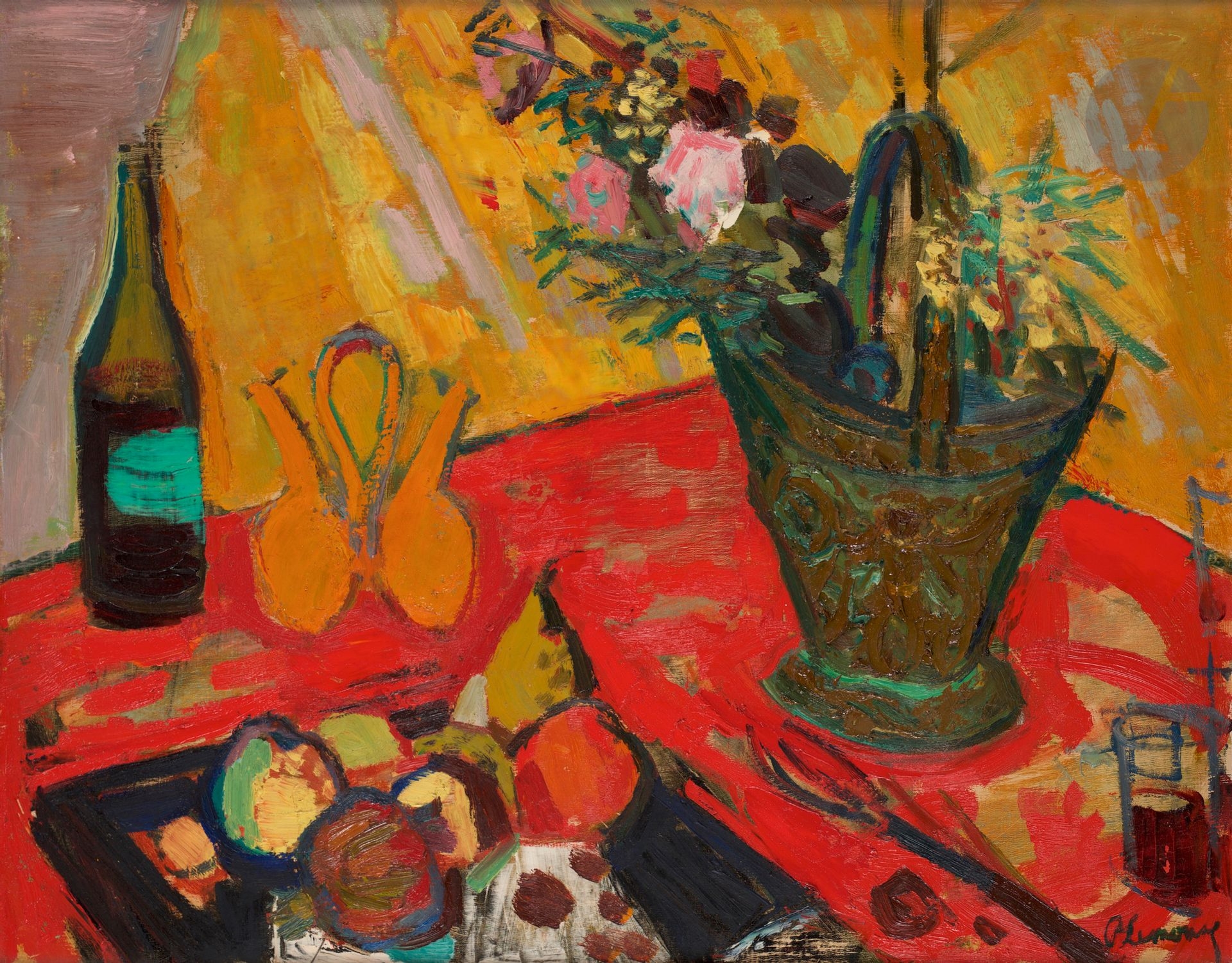 Roger Marcel Limouse | Still life with a flower basket | MutualArt
