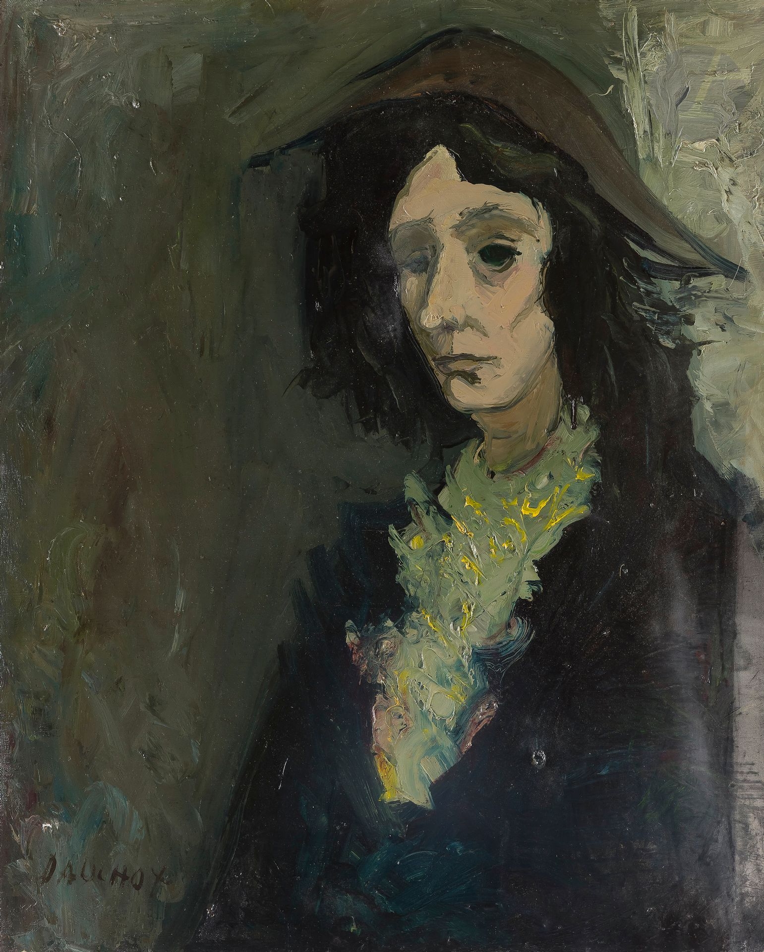 Artwork by Gabriel Dauchot, The Woman with the green jabot, Made of Oil on canvas