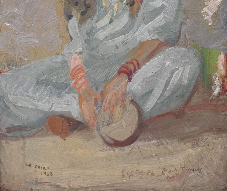 Artwork by Auguste H. Thomas, Seated woman wearing a scarf, Cairo, Made of Oil on panel