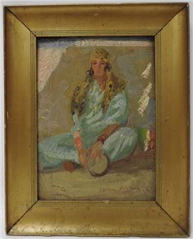 Seated woman wearing a scarf, Cairo - Auguste H. Thomas