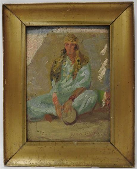 Seated woman wearing a scarf, Cairo - Auguste H. Thomas