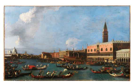 Palazzo Ducale from the Bacino di San Marco, Venice with the Bucintoro returning to the Molo on Ascension Day by Canaletto, 1697