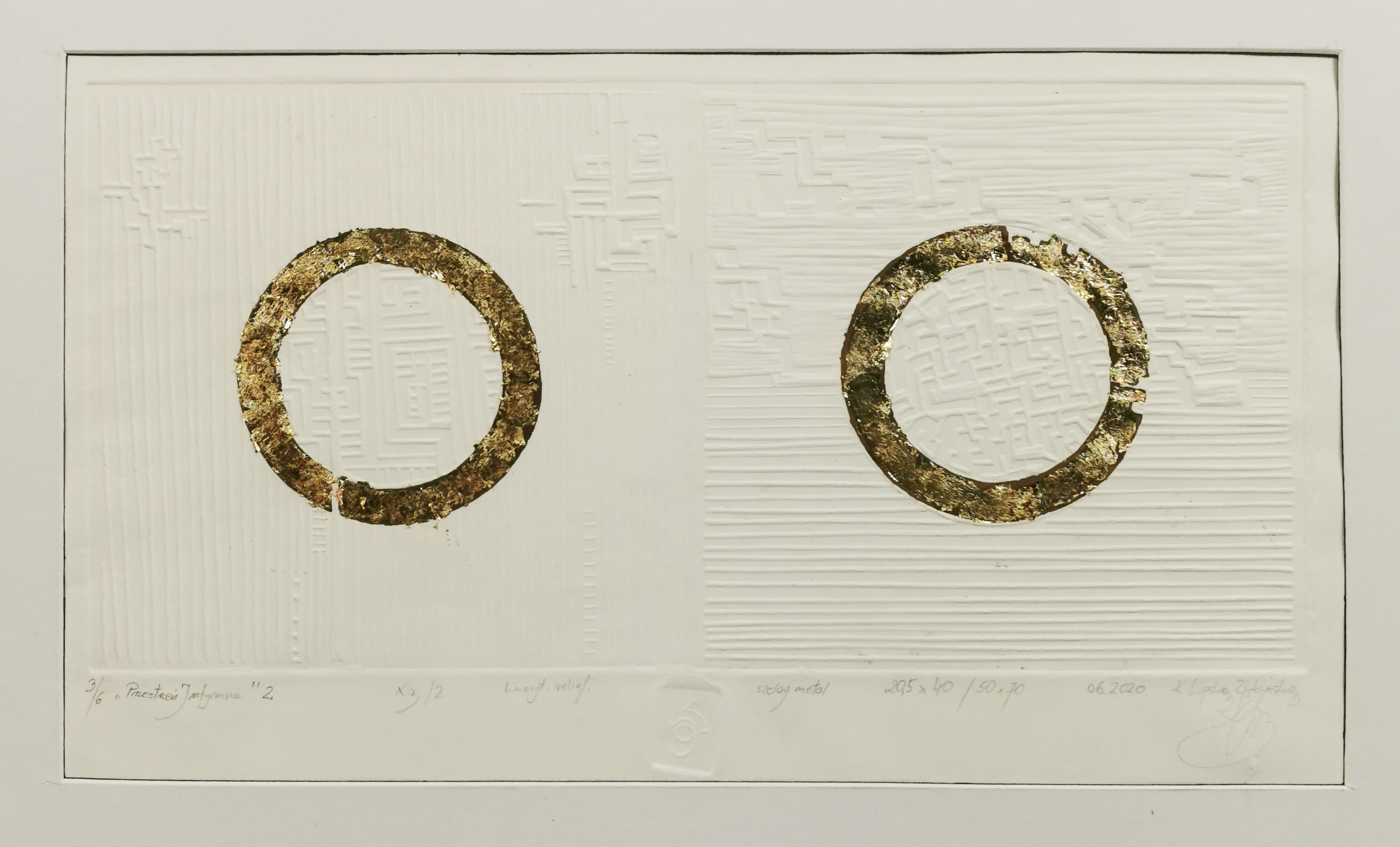 Artwork by Katarzyna Lipska Ziębińska, Przestrzeń intymna 2, Made of linocut, relief, paper