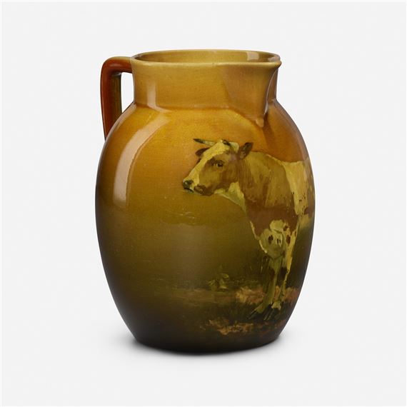 Standard Glaze scenic pitcher with Guernsey cow by Robert Bruce Horsfall, 1893