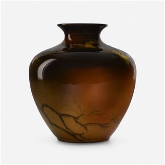 Standard Glaze vase with pine boughs - Amelia Sprague