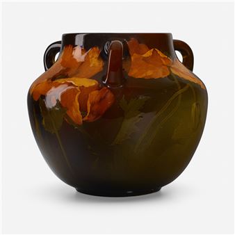 Standard Glaze vase with poppies - Amelia Sprague