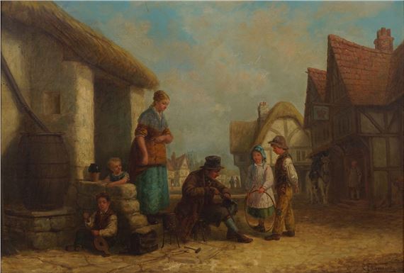 Tinsmith and figures in a street by Charles Frederick Lowcock
