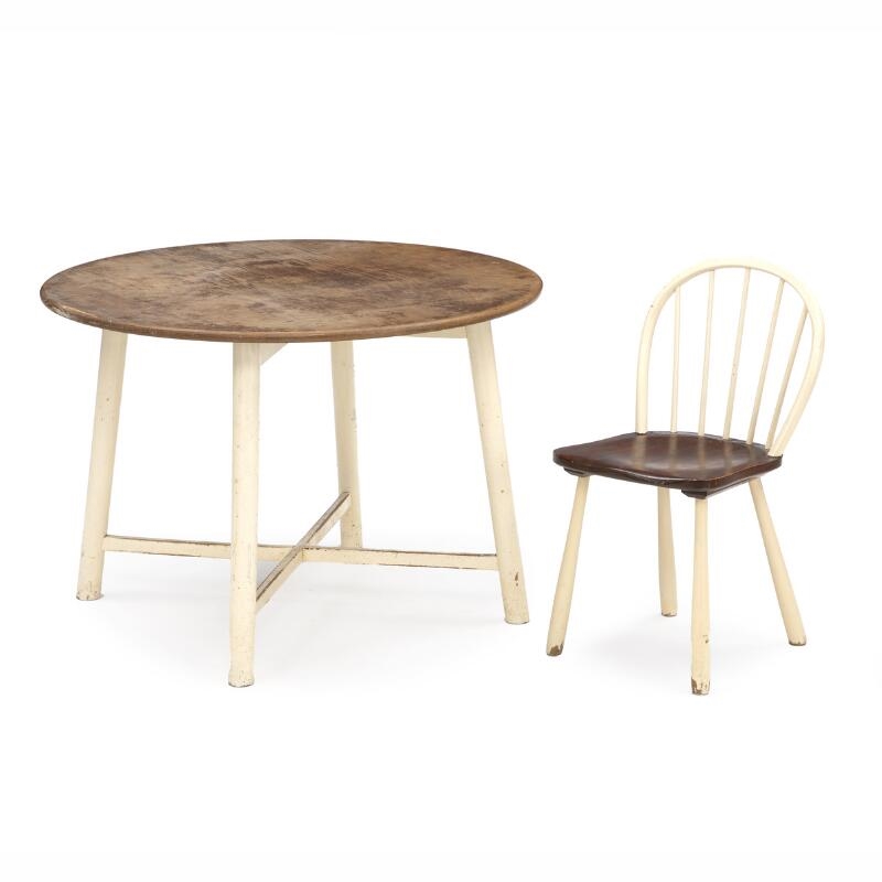 Artwork by Viggo Jørgensen, A stained dining suite, Made of beech and white-lacqueured wood