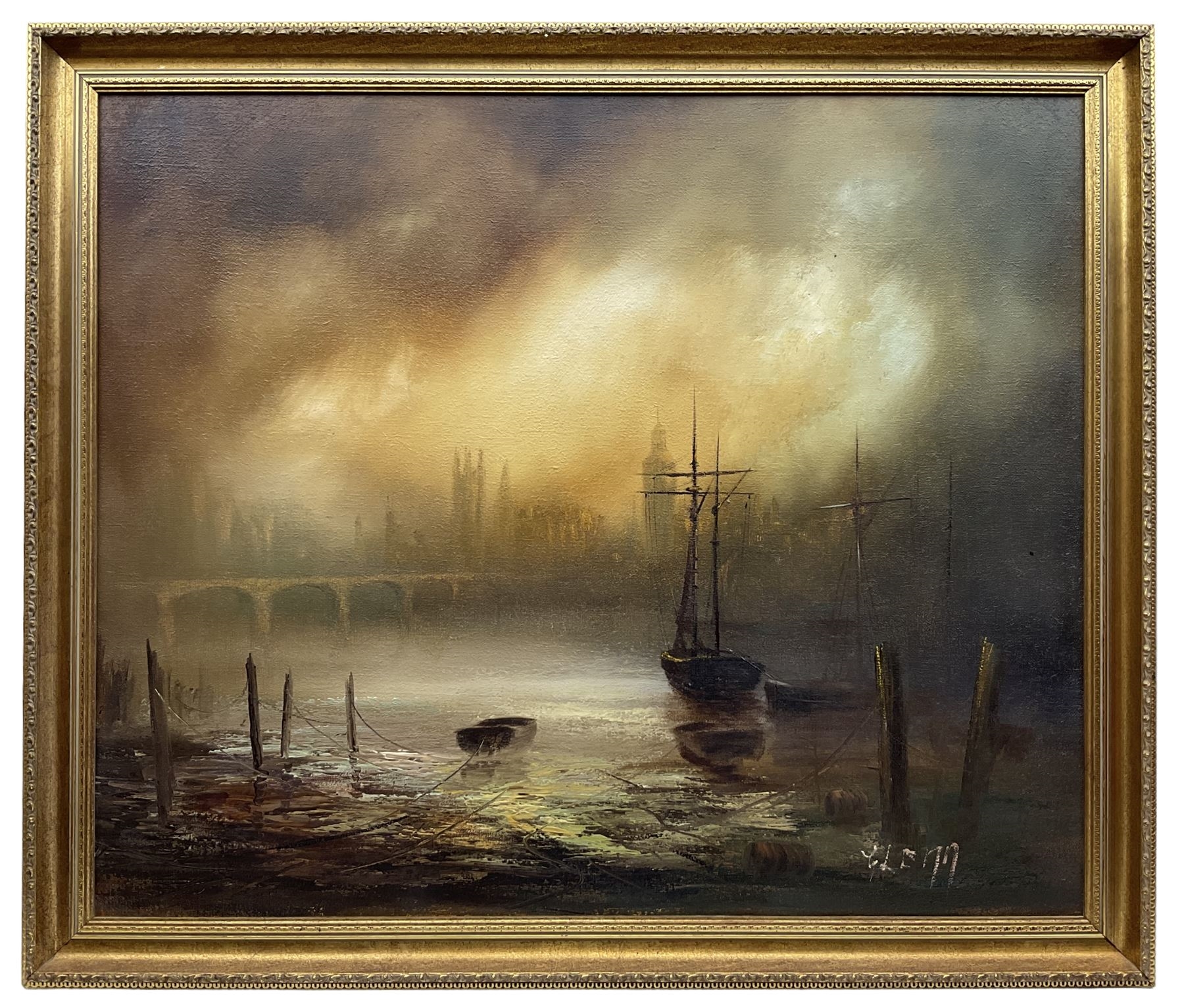 Colin Maxwell Parsons | Ships on the Thames with London Cityscape ...
