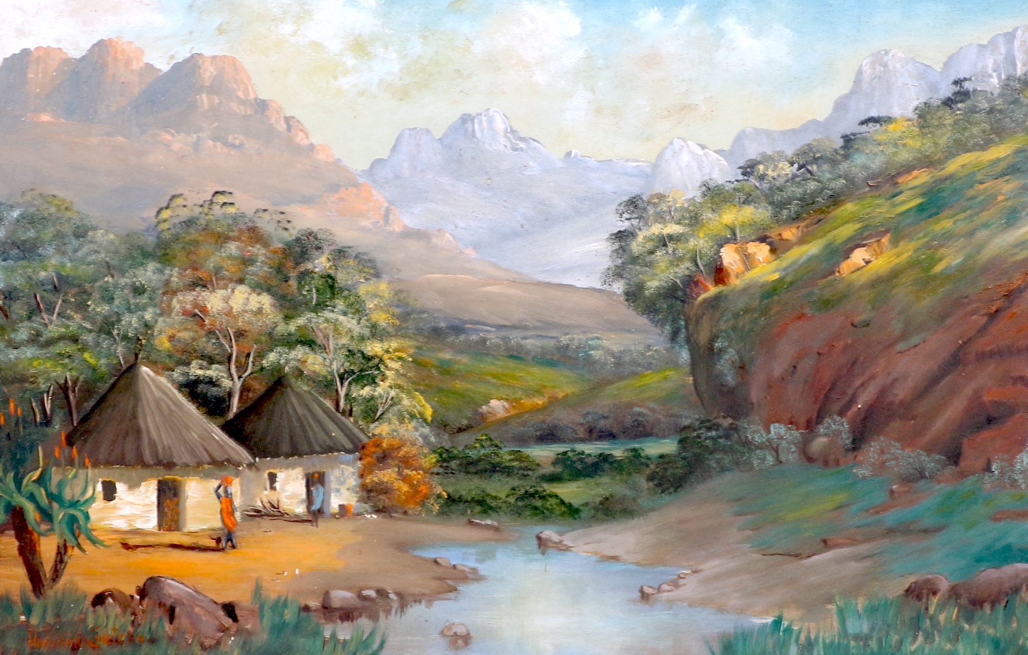 Hendrik Coetzee HUTS BY THE RIVER MutualArt