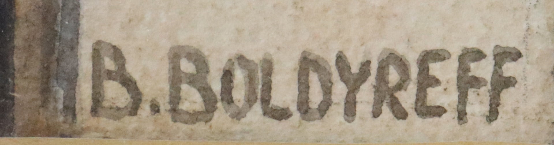 Artwork by B. Boldyreff, Village Rooftops, Made of WATERCOLOR ON PAPER