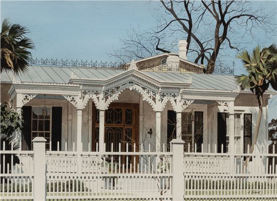 House on Washington- White Porch (horizontal) by Herb Rather