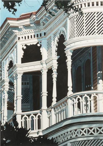 House on Washington- White Porch by Herb Rather