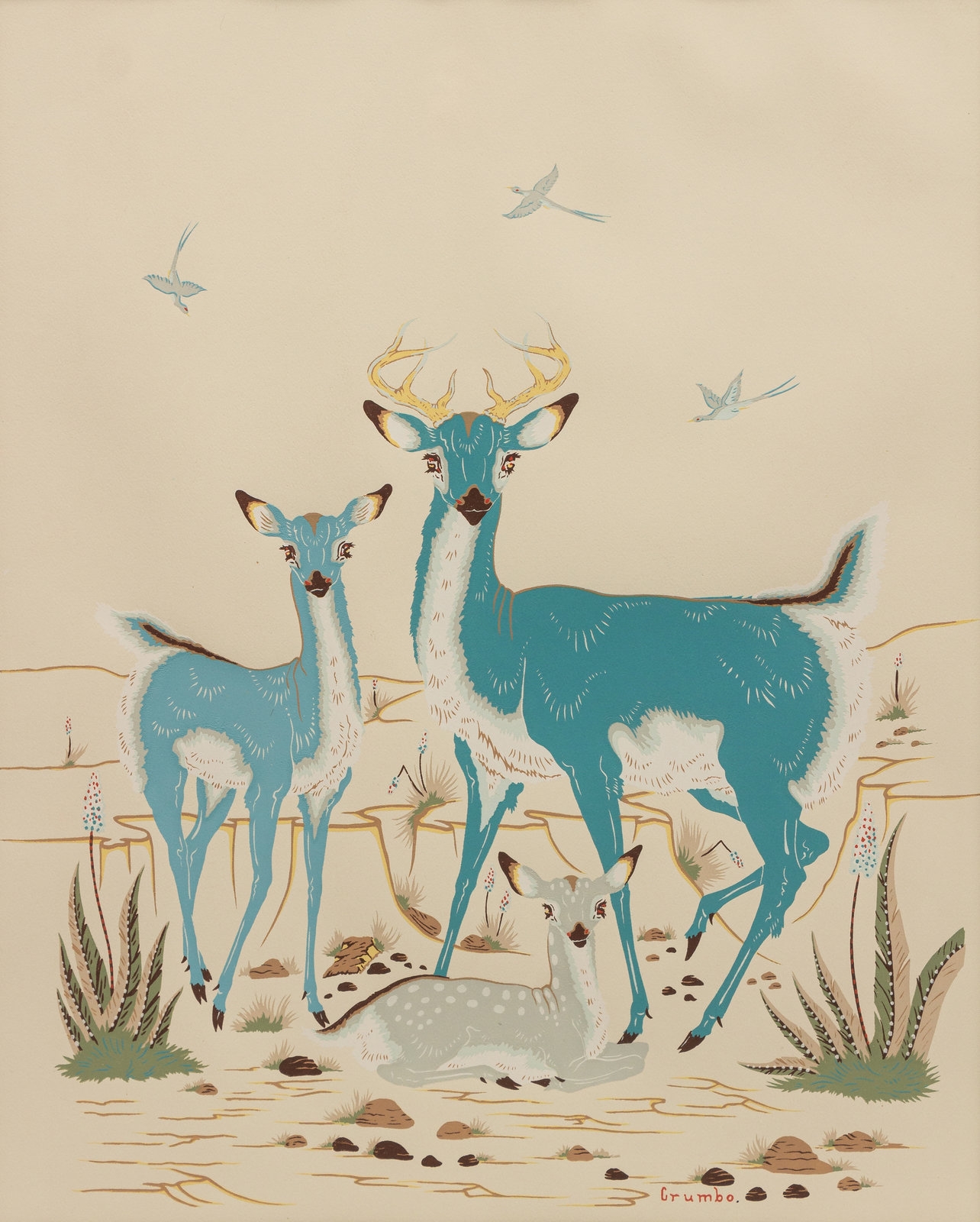 Zebuu Two Deer Art Print