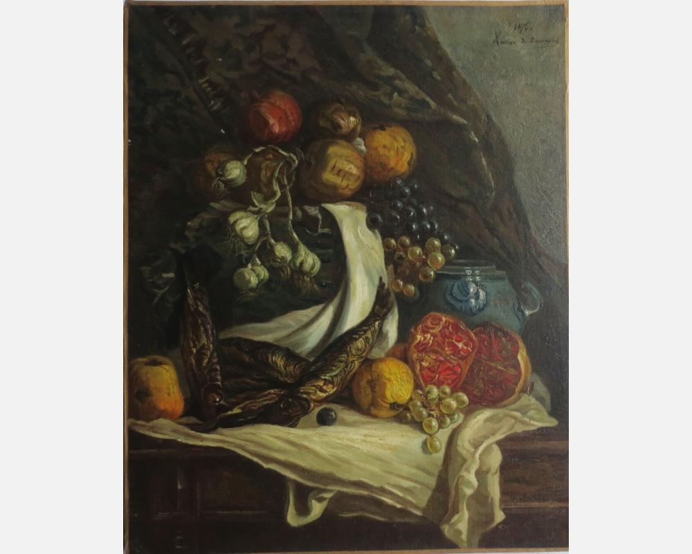 Artwork by Xavier De Dananche, Nature morte aux fruits renversés, Made of Oil on canvas