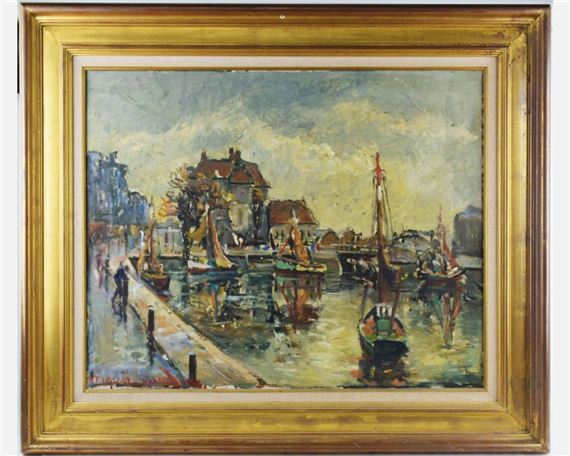 Bassin à Honfleur by Fernand Laval, 1955
