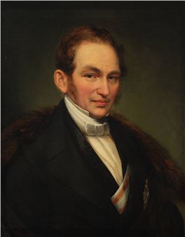 Adalbert von Ladenberg mit Bruststern und weißer Schärpe mit orangen Seitenstreifen - Carl Begas