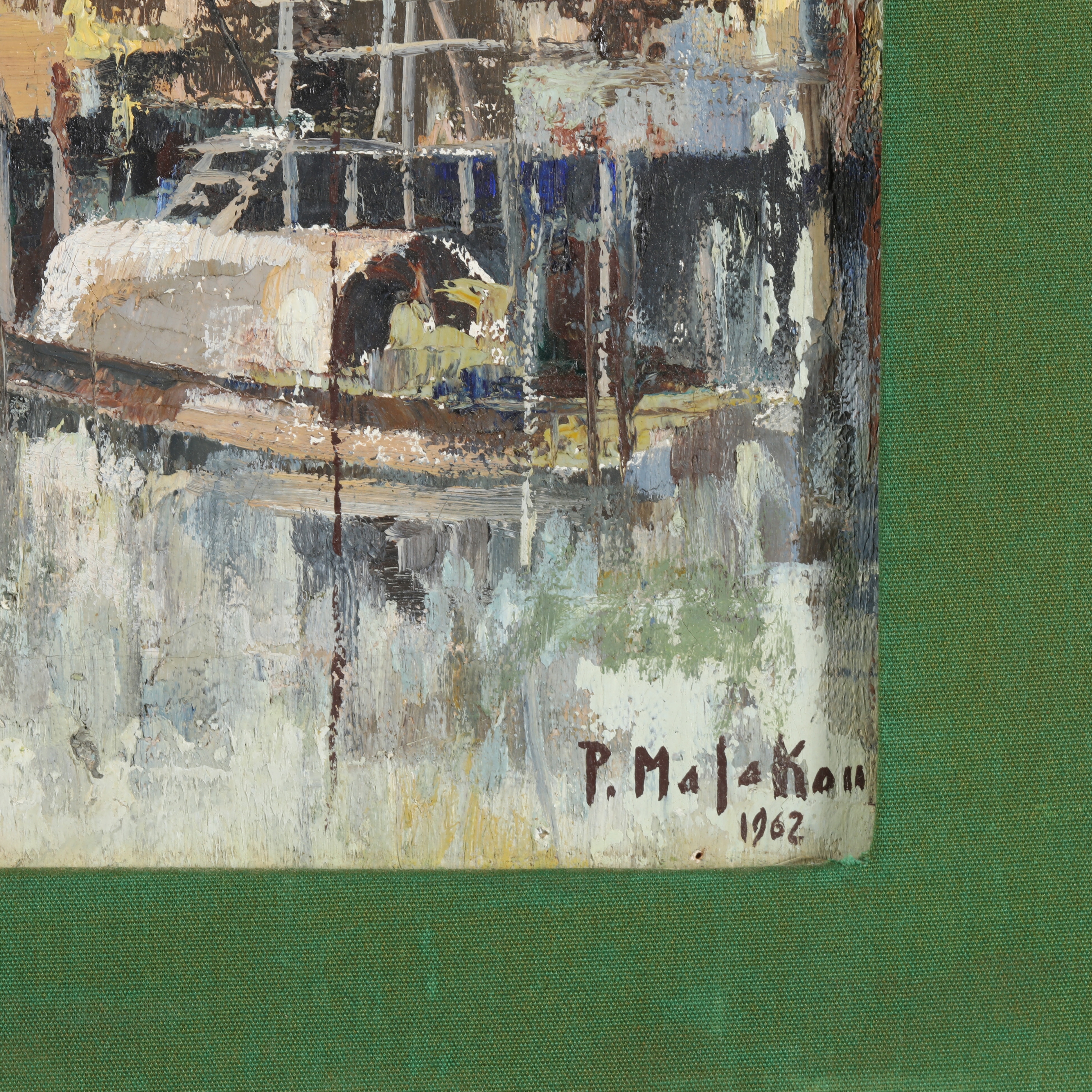 Artwork by M.L. Poum Malakoul, Thai Water Village Scene, Made of Oil on canvas