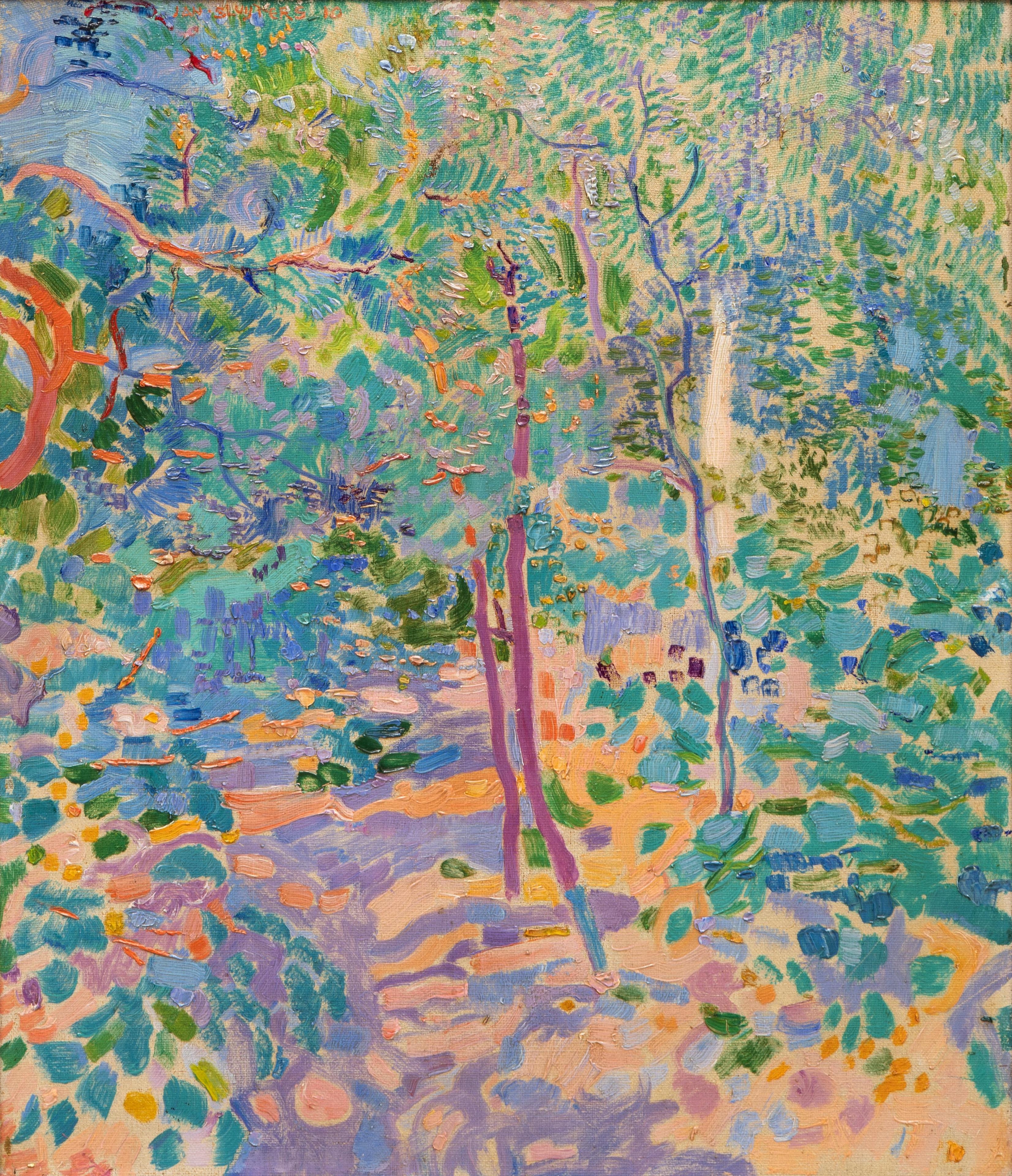 Artwork by Jan Sluijters, 'Laantje' / A colourful forest lane, Made of oil on canvas
