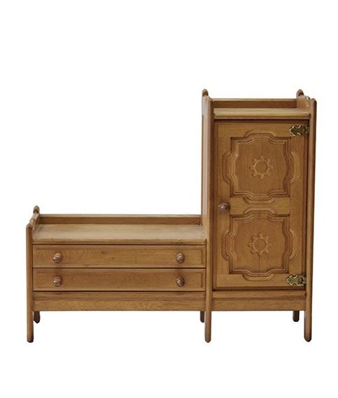 Petit Meuble De Rangement Tiroir + Rideau Lames, Style Moderne, XXe