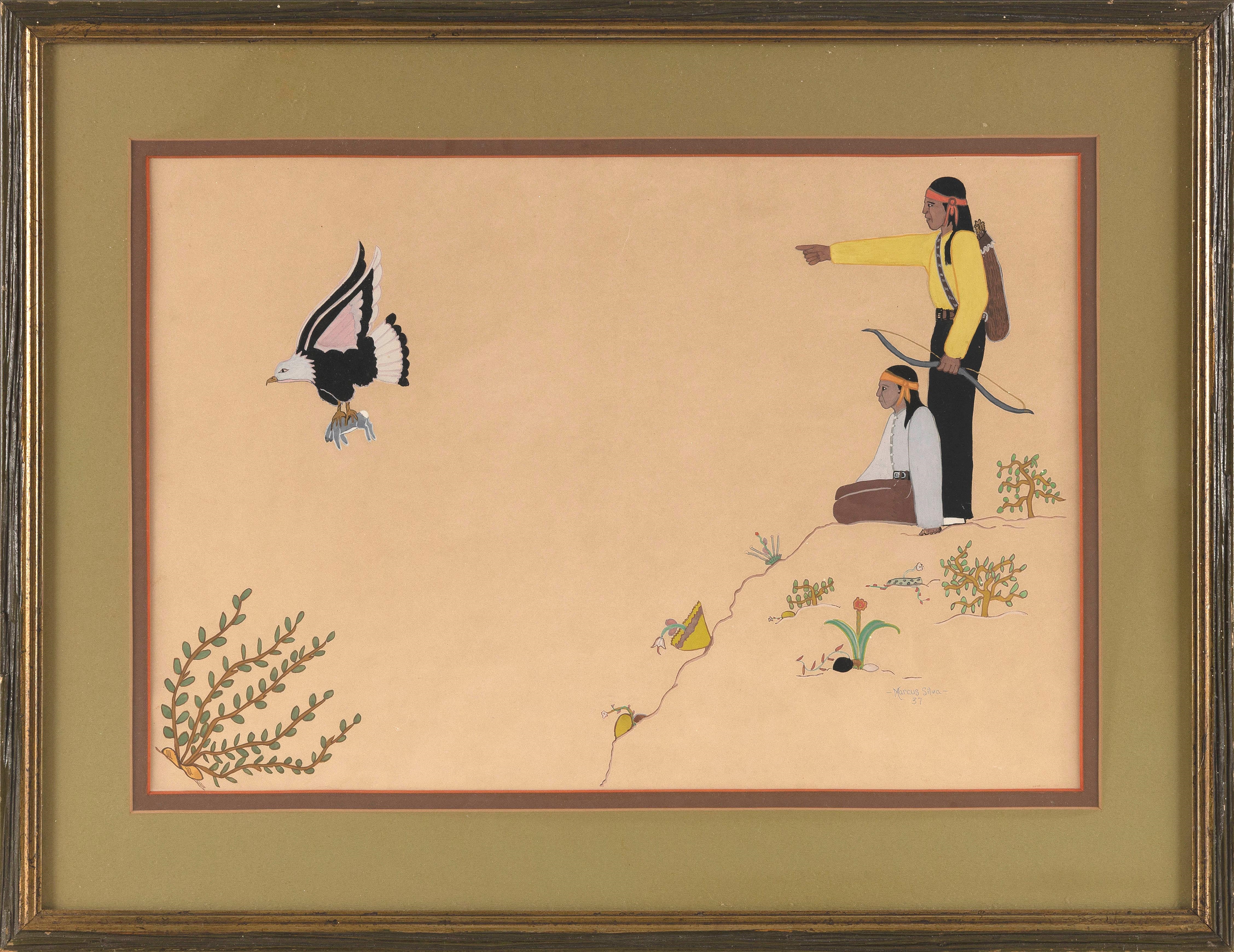 Marcus Silva | Native American hunters and an eagle. (37) | MutualArt