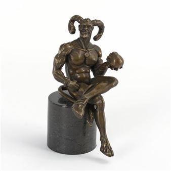 Teufel mit Totenschädel in der Hand - M. Nick