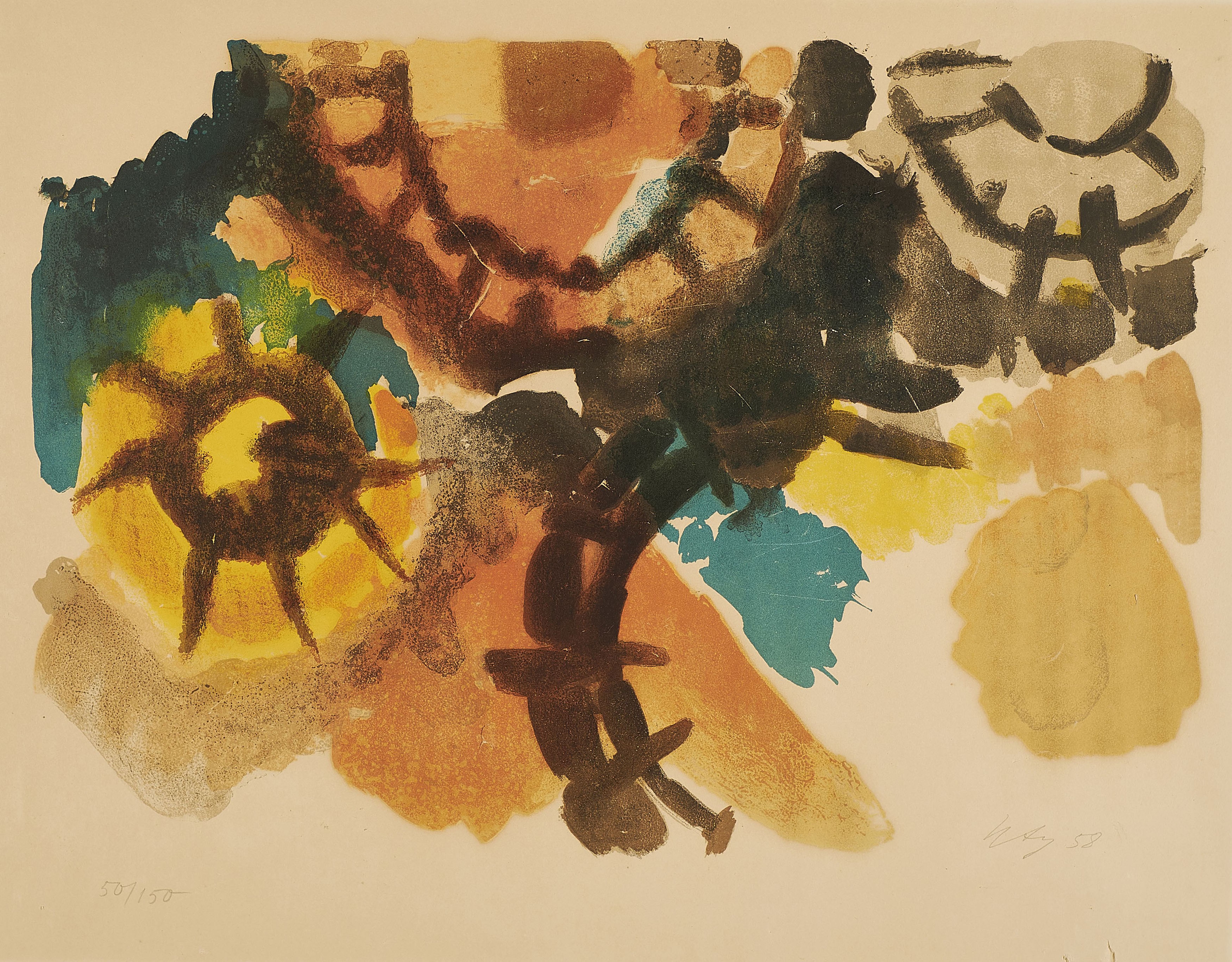 Farblitho (NOR). by Ernst Wilhelm Nay, 1958