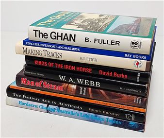 Box of books on Australian Trains, including Man of Steam by David Burke - David Burke