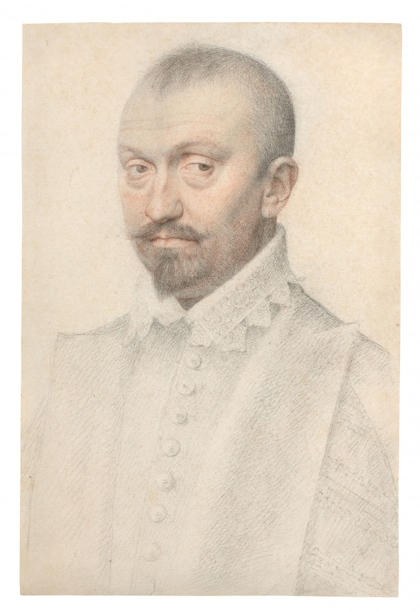 Portrait d'homme en buste au col de dentelle by Pierre Dumonstier, circa 1580