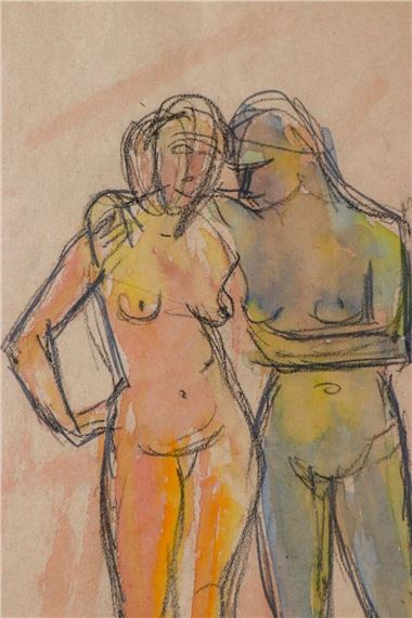 Zwei weibliche Akte in lockerer Umarmung by Dorothea Maetzel-Johannsen