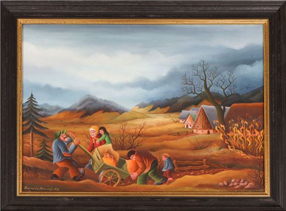 Bauernfamilie mit Handkarre - Konrad Peternelj