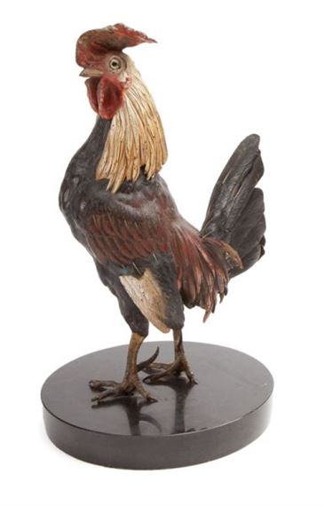 French cold painted bronze rooster by French School