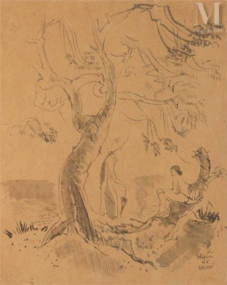 "Elegantes tonkinoises au bord du grand lac" by Saint-Maur, 1942