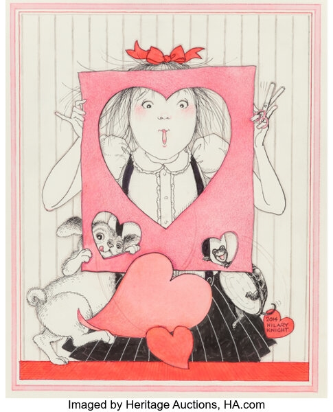 Artwork by Hilary Knight, Eloise with Valentine, calendar illustration, Made of Watercolor, ink, and pencil on paper