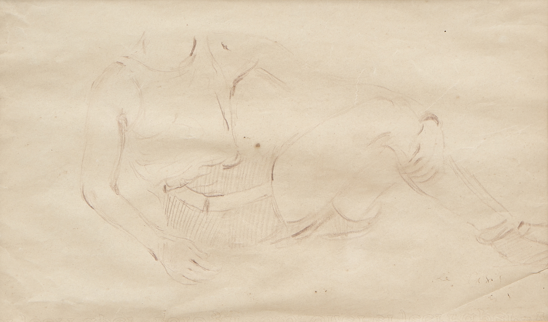 Artwork by Filippo de Pisis, Seated boy 1945, Made of Brown pencil on paper