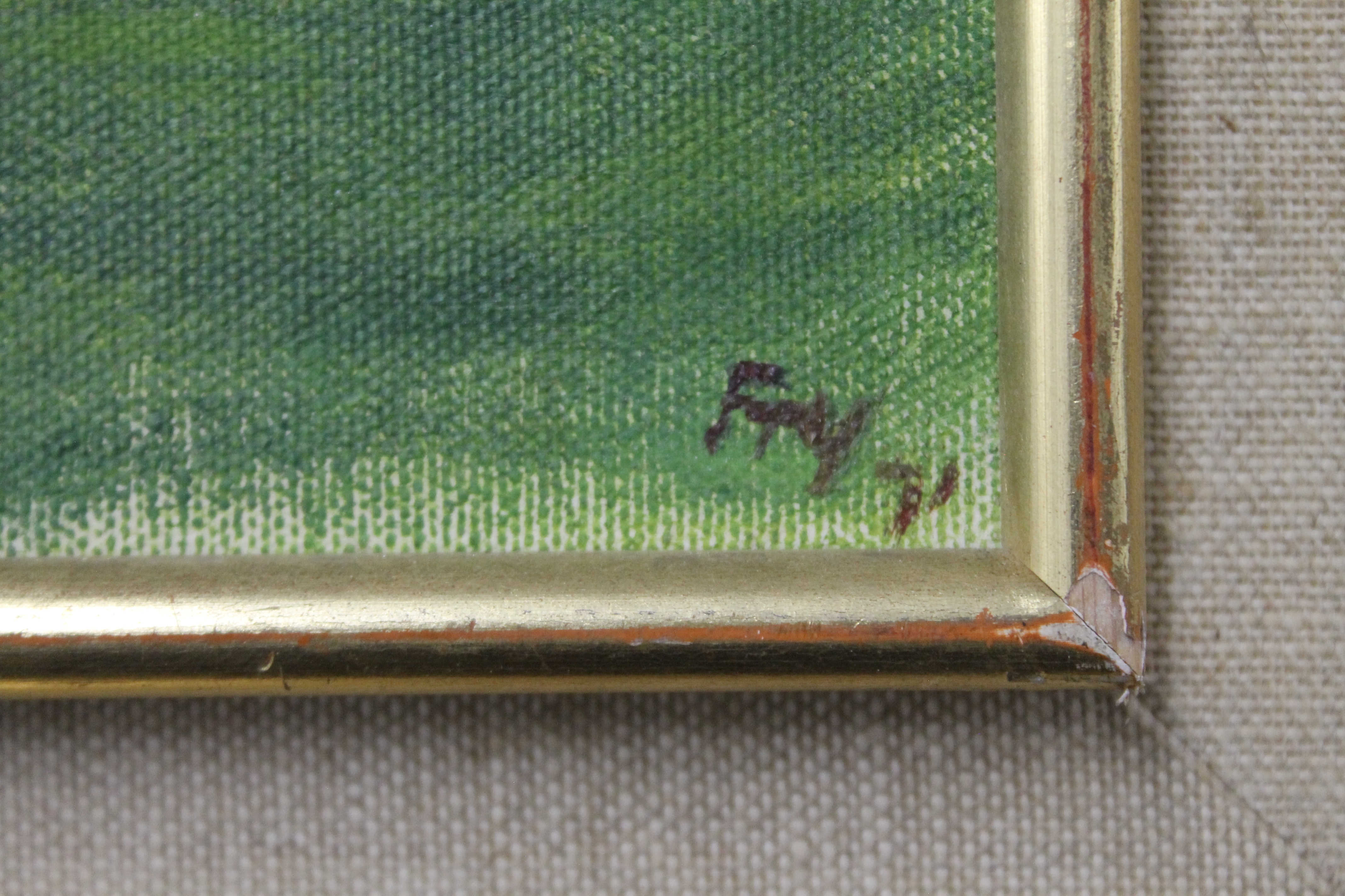 Artwork by Edwin Maxwell Fry, Trees at Lake House, Made of oil on board