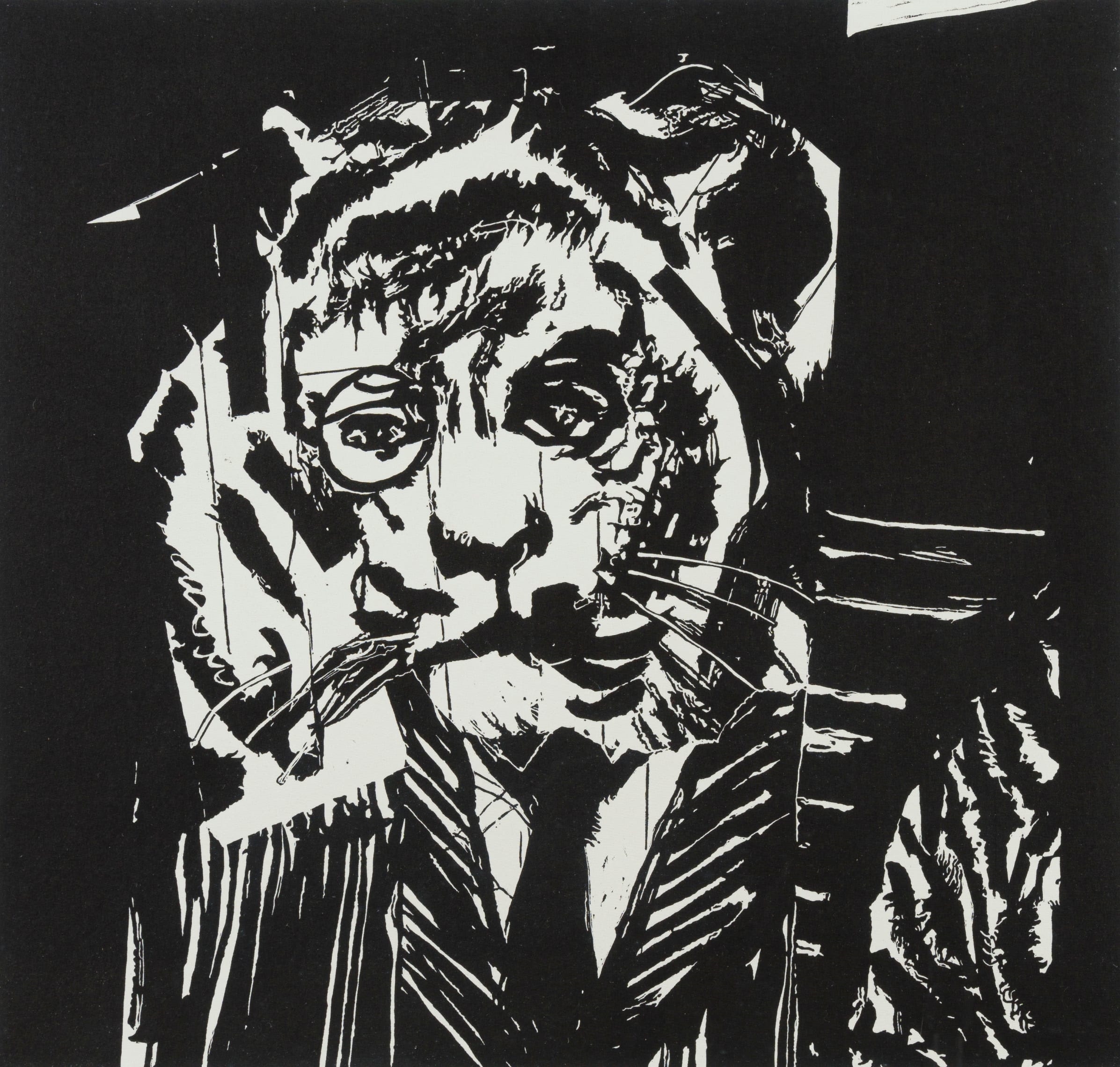 Linoleum Art Tiger