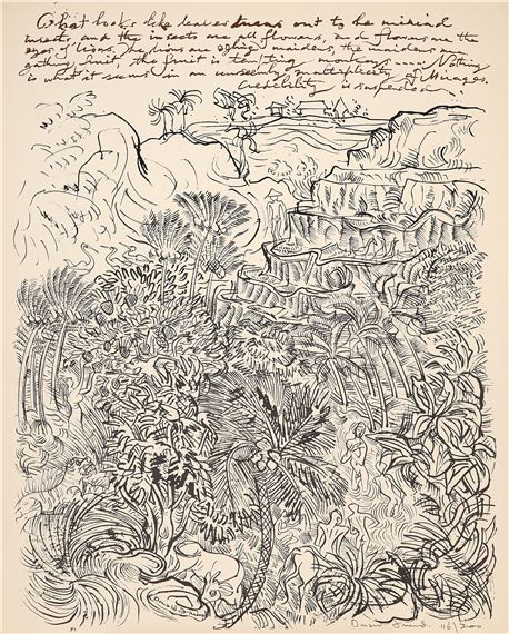 Donald Friend | Balinese Landscape with Figures and Animals (from ...