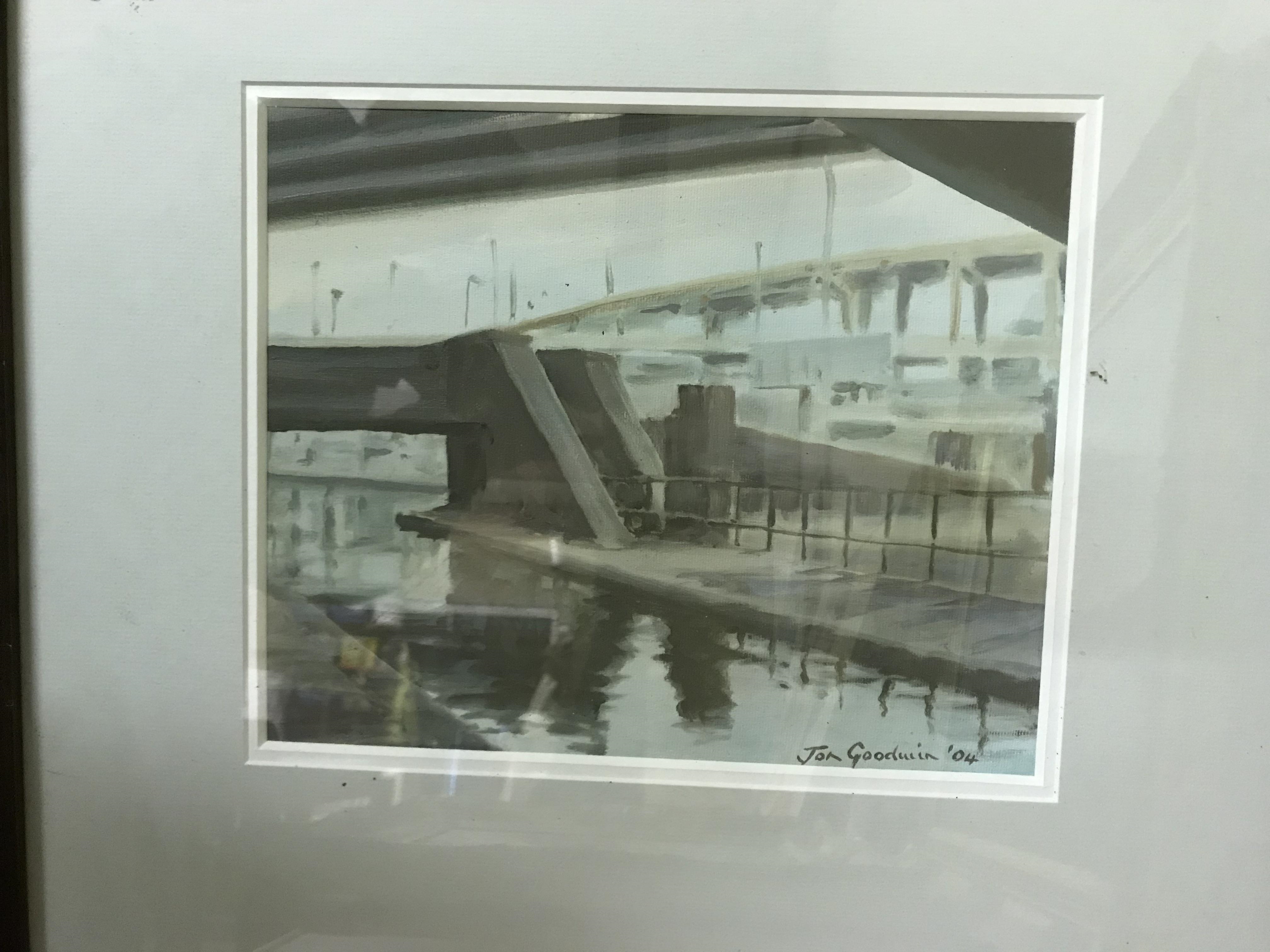 Jon Goodwin | City canal with flyover in background | MutualArt