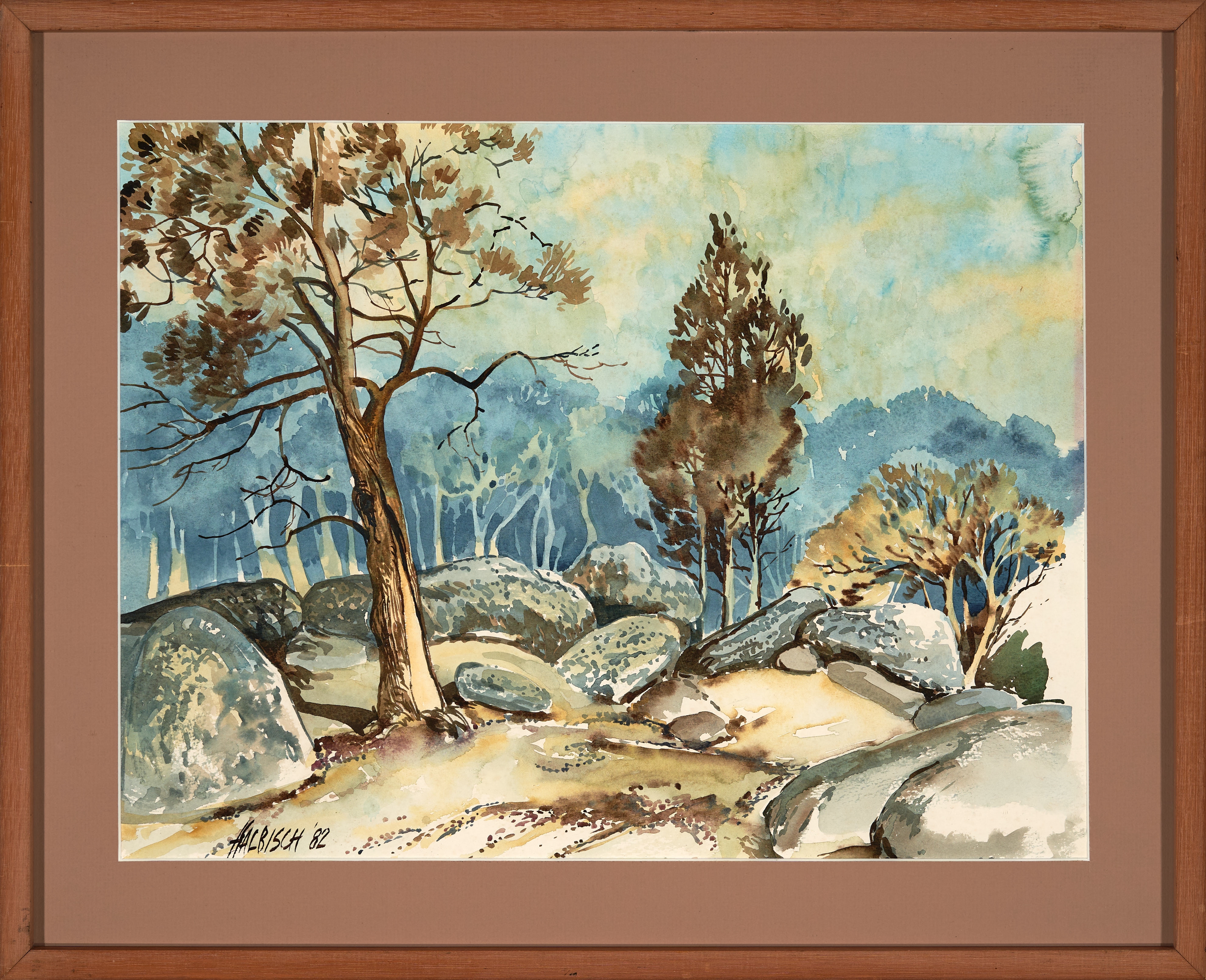 Artwork by Stewart Roy Halbisch, Rocky Landscape., Made of watercolour