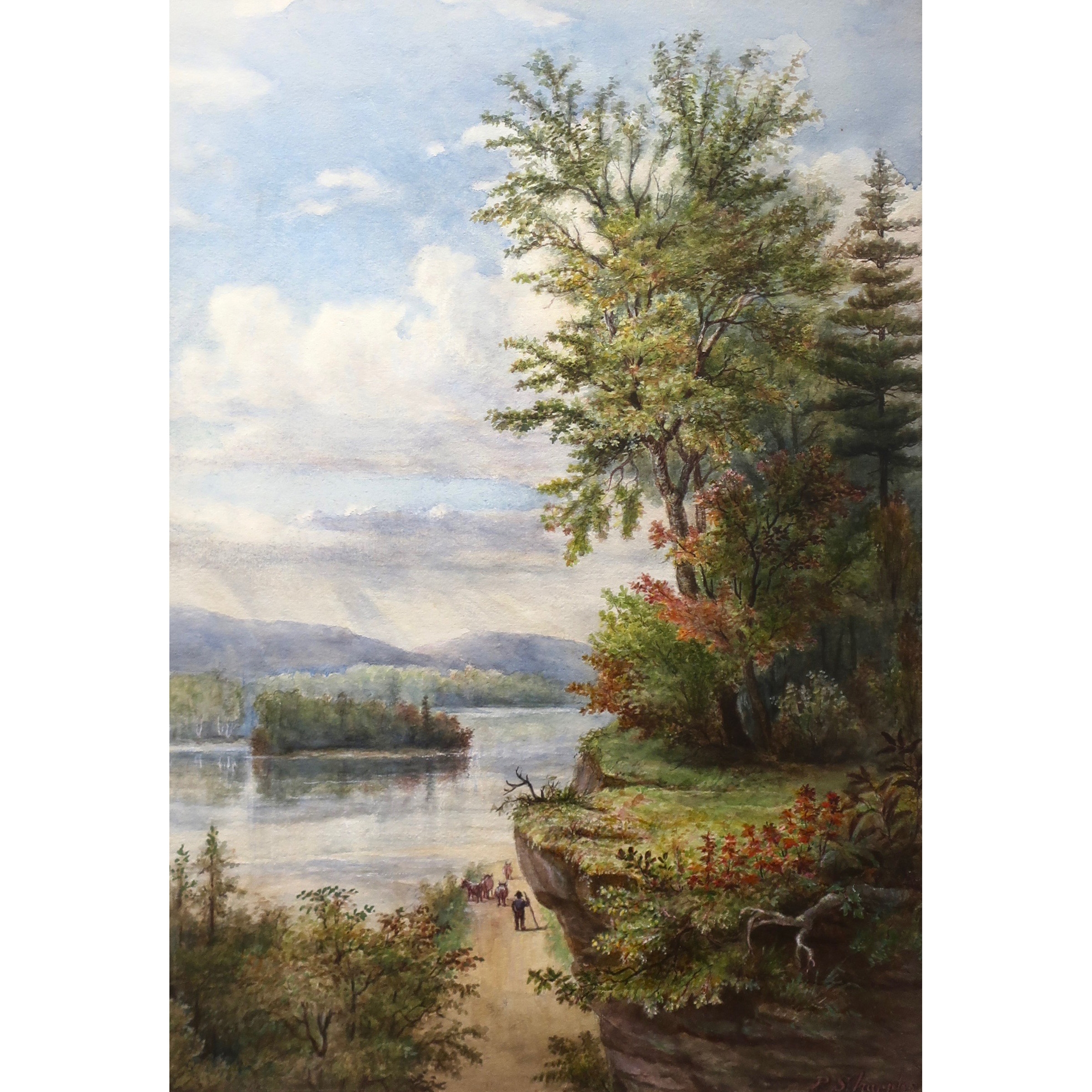 Peter Sharples | UNTITLED (FARMER AND CATTLE ON ROADWAY BY LAKE) (1898 ...