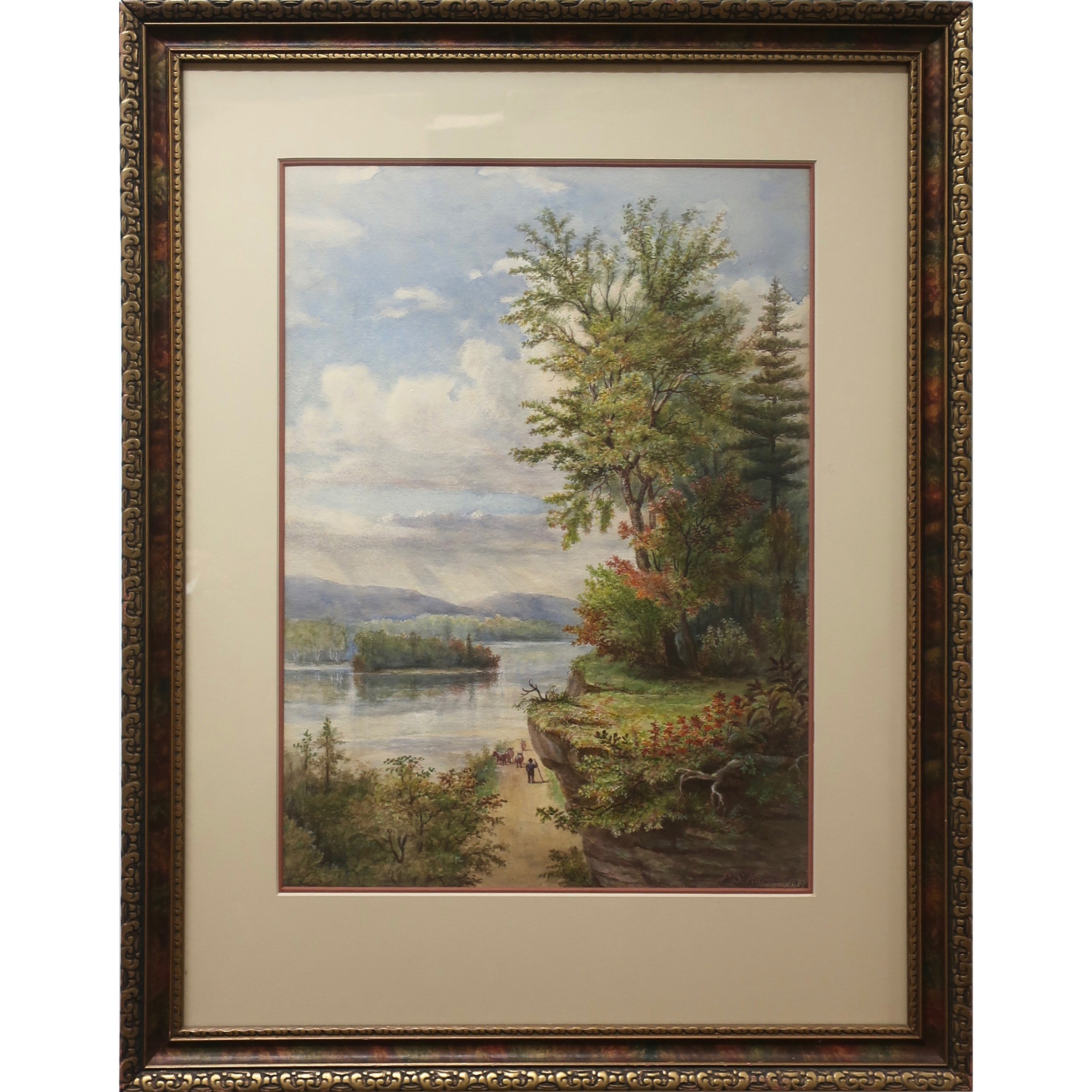 Peter Sharples | UNTITLED (FARMER AND CATTLE ON ROADWAY BY LAKE) (1898 ...