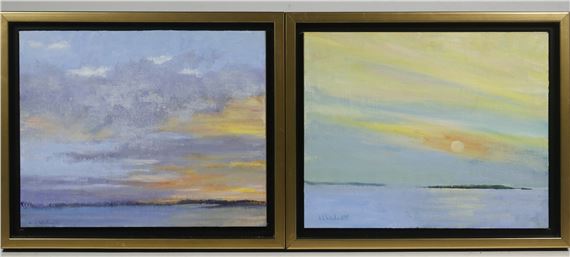"Sky Series 11" and "Sky Series 6" by Linda Low Wolcott