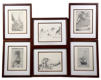 All etching with printed titles and signatures - George Gale
