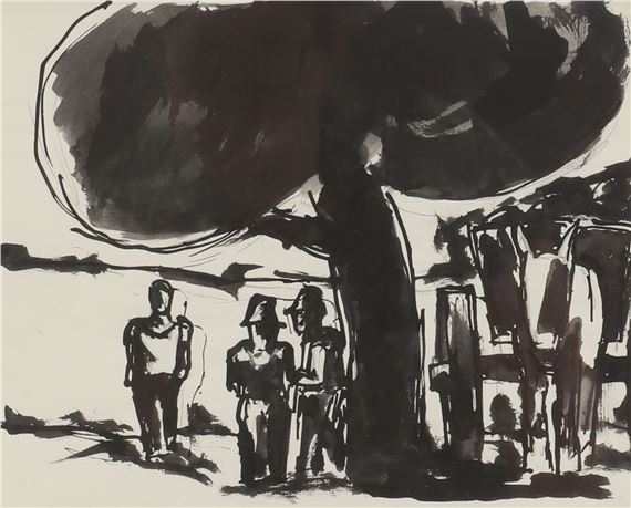 Figures under a tree