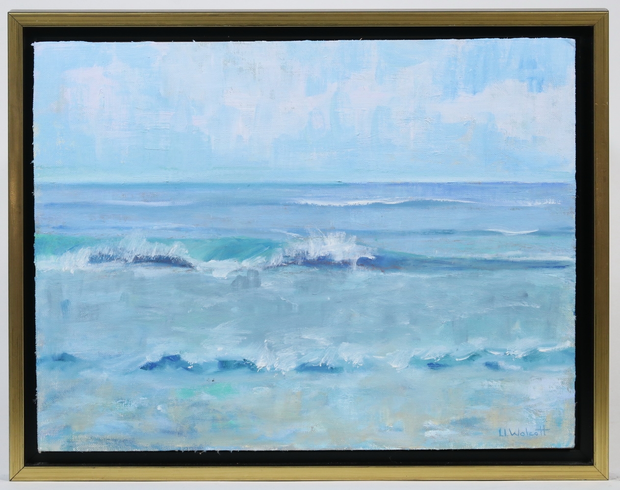 Artwork by Linda Low Wolcott, "Wave Series #13", Made of oil on canvasboard