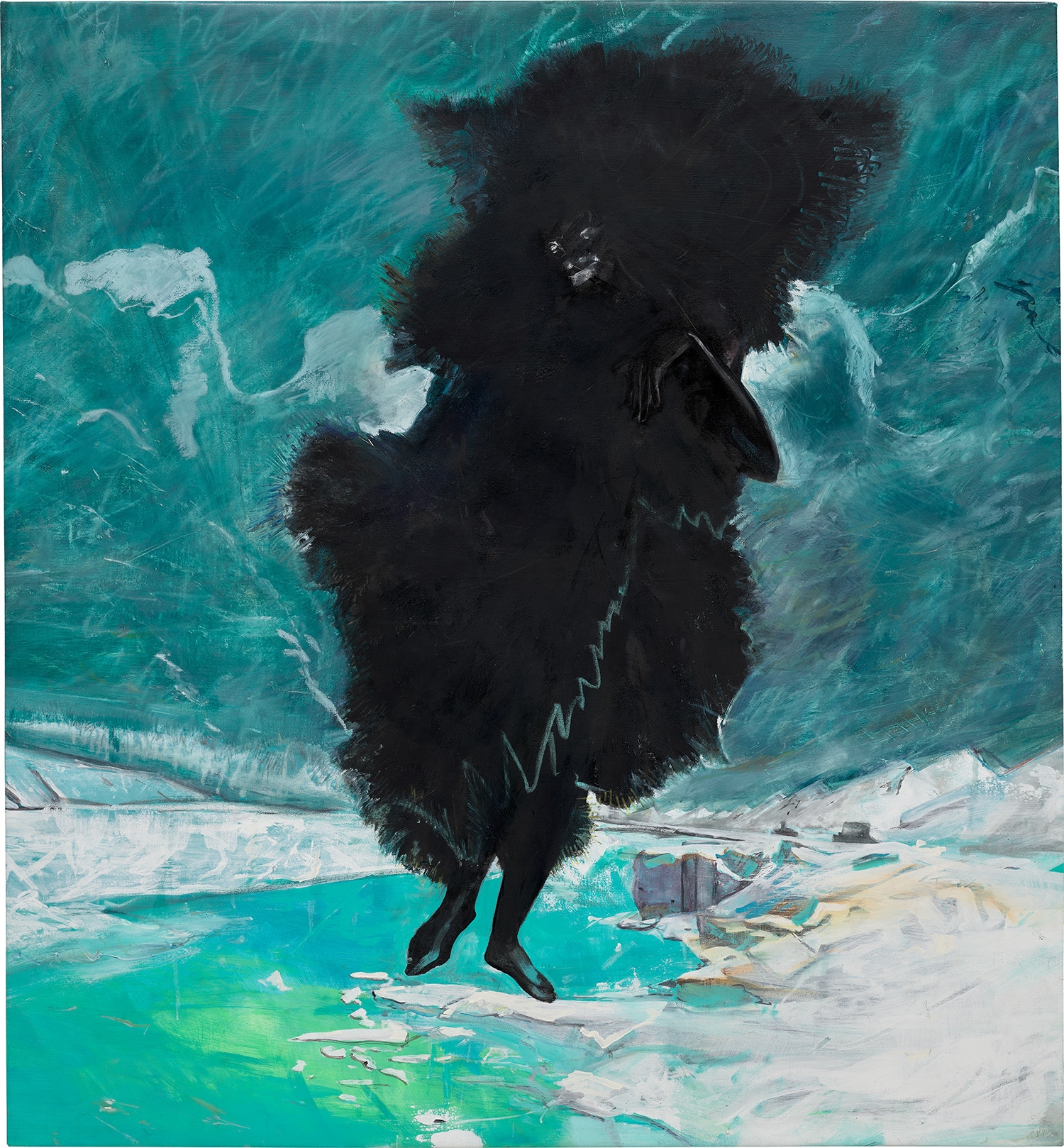 Artwork by Cy Gavin, Black, Black, Black is the Color of My True Love's Hair, Made of acrylic, oil and chalk on brushed cotton